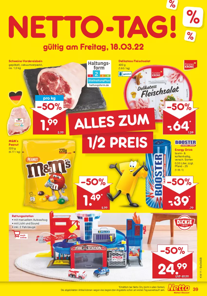 Aktueller Prospekt Netto Marken-Discount - Filial-Angebote - von 14.03 bis 19.03.2022 - strona 39 - produkty: angebot, auto, drink, eis, elle, energy drink, fleisch, fleischsalat, reis, salat, schwein, schweine, Ti, wein, weine, ZTE