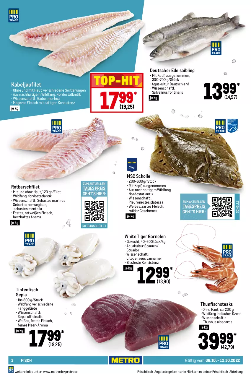 Aktueller Prospekt Metro - Food - von 06.10 bis 12.10.2022 - strona 2 - produkty: Abtei, angebot, angebote, antipasti, aqua, asti, Becher, beutel, cin, eier, eis, elle, ente, feinkost, filet, fisch, Fischfeinkost, fleisch, frischfisch, garnelen, kabeljaufilet, lachs, lachsfilet, lack, mac, Metro, Räucherlachs, reis, ring, Rotbarsch, rotbarschfilet, rwe, saft, Saibling, Schal, Schale, scholl, schott, steak, steaks, thunfisch, Ti, Tintenfischringe, tisch, top-hit, Wild