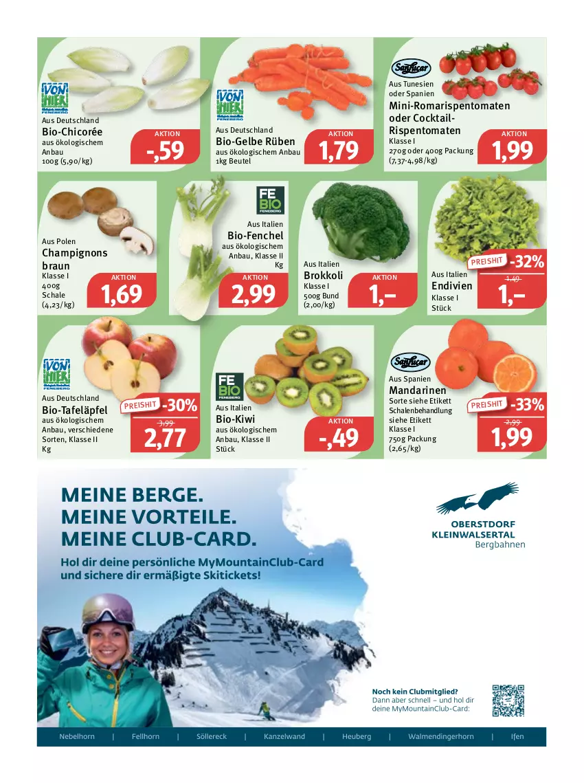 Aktueller Prospekt Feneberg - Prospekte - von 12.01 bis 14.01.2023 - strona 5 - produkty: Bau, beutel, bio, braun, brokkoli, champignon, champignons, champignons braun, cocktail, eis, fenchel, kiwi, mandarine, mandarinen, reis, rispentomaten, Schal, Schale, tafeläpfel, Ti, tomate, tomaten