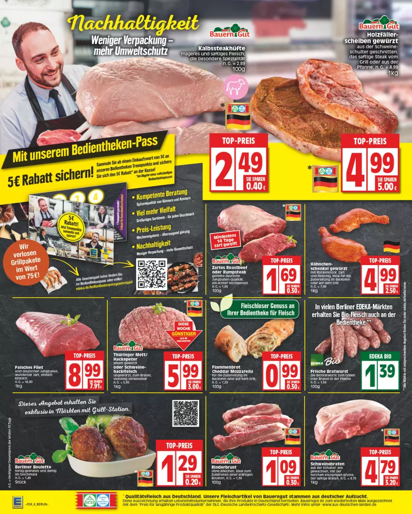 Aktueller Prospekt Edeka - Angebote der Woche - von 12.06 bis 17.06.2023 - strona 4 - produkty: auer, backofen, Bau, Bauer, beef, berliner, bio, braten, bratwurst, brot, cheddar, chia, deka, eis, elle, Falsches Filet, filet, fleisch, gewürz, grill, hackfleisch, jungbullen, lamm, LG, mac, Mett, mozzarella, nuss, oder rumpsteak, Ofen, pfanne, reis, rel, ring, roastbeef, rum, rumpsteak, rwe, saft, schnitten, schwein, schweine, schweinebraten, steak, tee, Ti, top-preis, tuner, wein, weine, wurst, ZTE