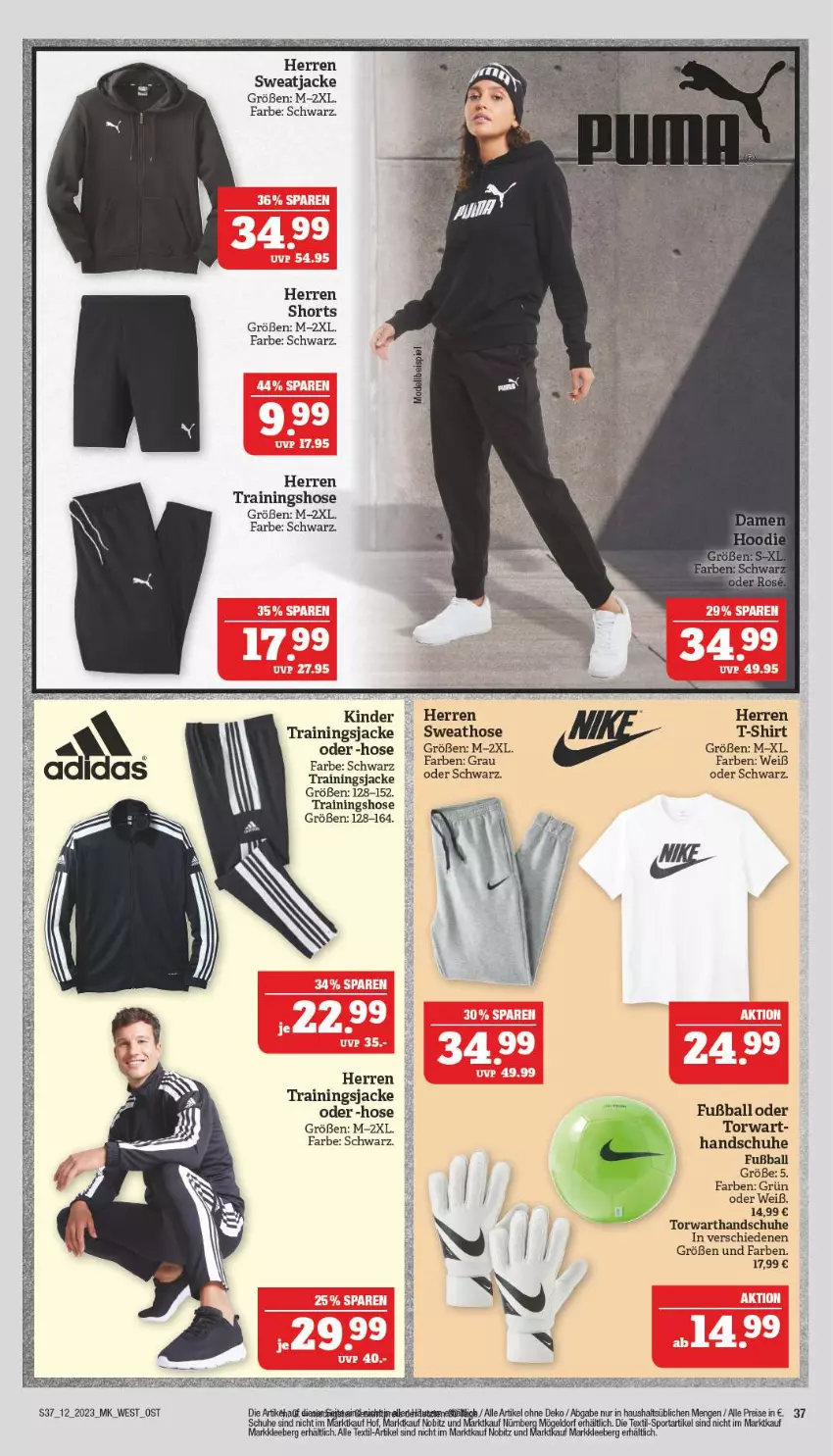 Aktueller Prospekt Marktkauf - Prospekt - von 19.03 bis 25.03.2023 - strona 37 - produkty: ball, eis, Fußball, handschuhe, hose, Jacke, Kinder, reis, schuhe, shirt, shorts, Sport, Sweathose, sweatjacke, T-Shirt, Ti, Trainingshose