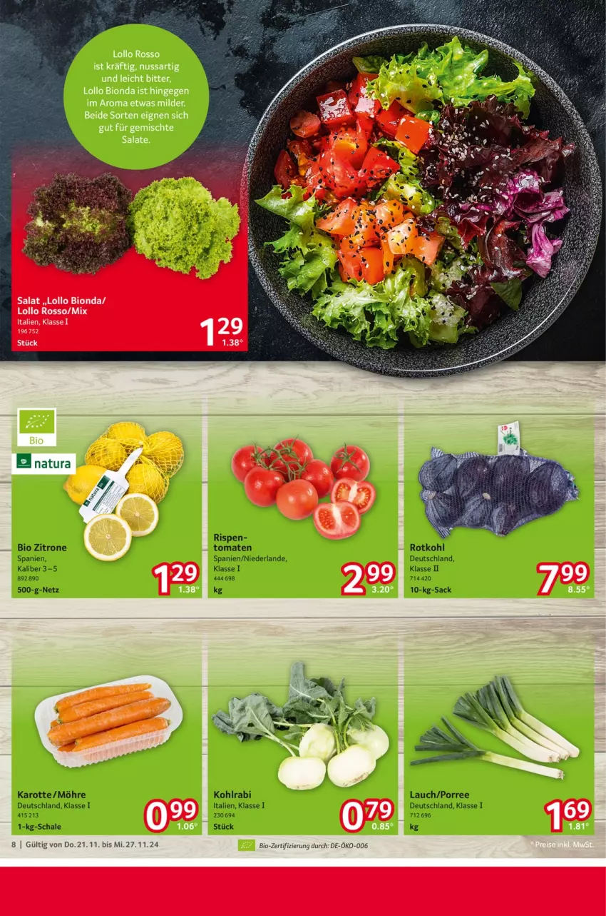 Aktueller Prospekt Selgros - Food - von 21.11 bis 27.11.2024 - strona 8 - produkty: bio, nuss, salat, salate, Ti