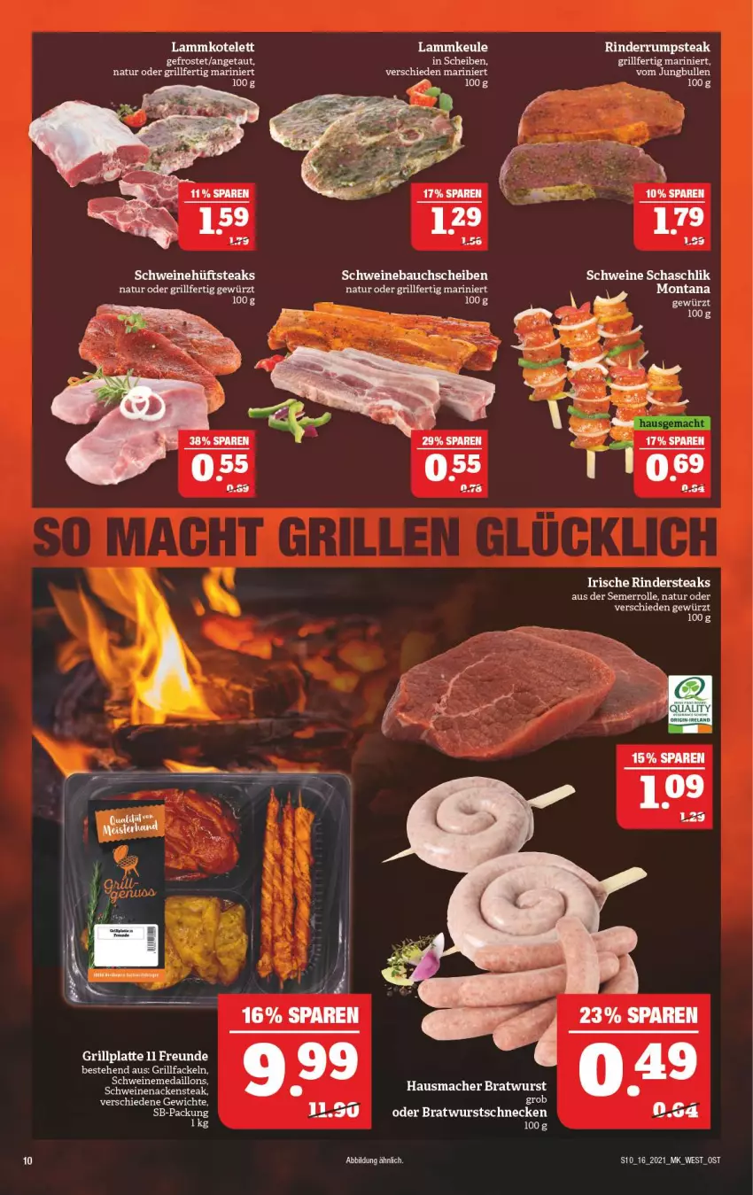 Aktueller Prospekt Marktkauf - Prospekt - von 18.04 bis 24.04.2021 - strona 10 - produkty: Bau, bauchscheiben, bratwurst, eis, gewürz, grill, grillfackeln, grillplatte, kotelett, lamm, latte, medaillons, montana, Nackensteak, natur, reis, schwein, schweine, Schweinebauch, schweinebauchscheiben, schweinenacken, steak, tee, Ti, wein, weine, wurst