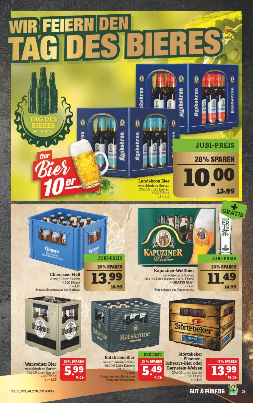 Aktueller Prospekt Marktkauf - Prospekt - von 18.04 bis 24.04.2021 - strona 23 - produkty: bier, krone, steiner, störtebeker, Ti, warsteiner