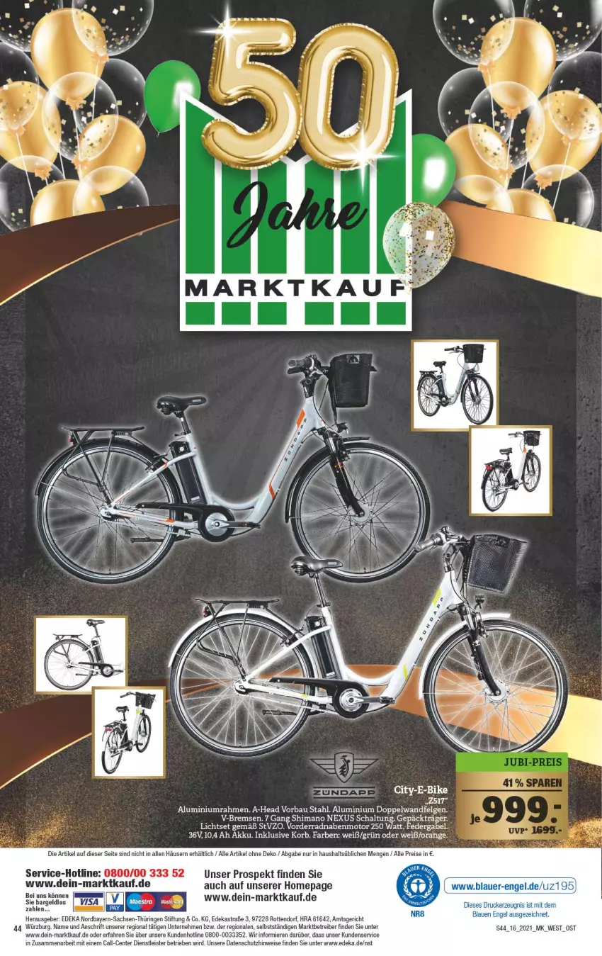 Aktueller Prospekt Marktkauf - Prospekt - von 18.04 bis 24.04.2021 - strona 44 - produkty: akku, Astra, Bau, deka, E-Bike, eis, ente, felgen, gabel, korb, LG, nexus, Omep, orange, reis, ring, sac, Schal, shimano, Ti