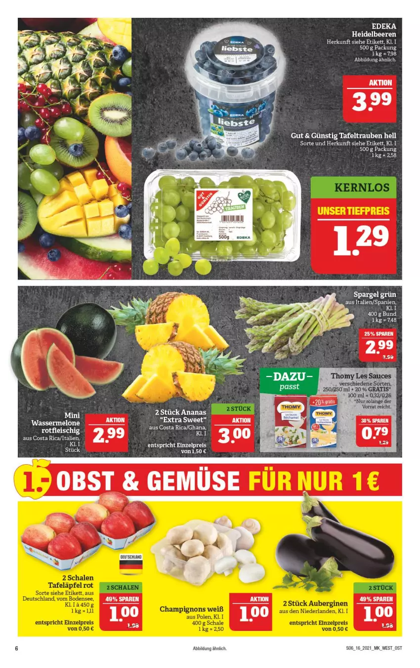 Aktueller Prospekt Marktkauf - Prospekt - von 18.04 bis 24.04.2021 - strona 6 - produkty: ananas, eis, fleisch, obst, spargel, spargel grün, Ti