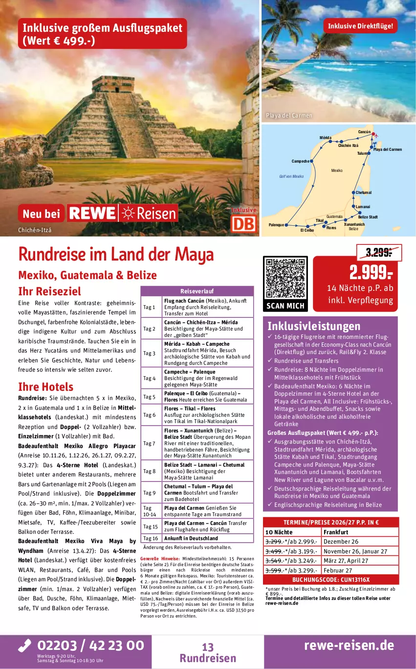 Aktueller Prospekt Rewe Reisen - Reiseprospekt - von 26.06 bis 31.07.2026 - strona 13 - produkty: alkohol, alkoholfreie getränke, Bad, buch, deutschsprachige reiseleitung, dusche, eis, elle, erde, Garten, getränk, getränke, Heu, inklusivleistungen, kaffee, Liege, natur, pool, pril, reis, reiseverlauf, rel, rezept, snack, snacks, tee, Ti, Tulum, uhr