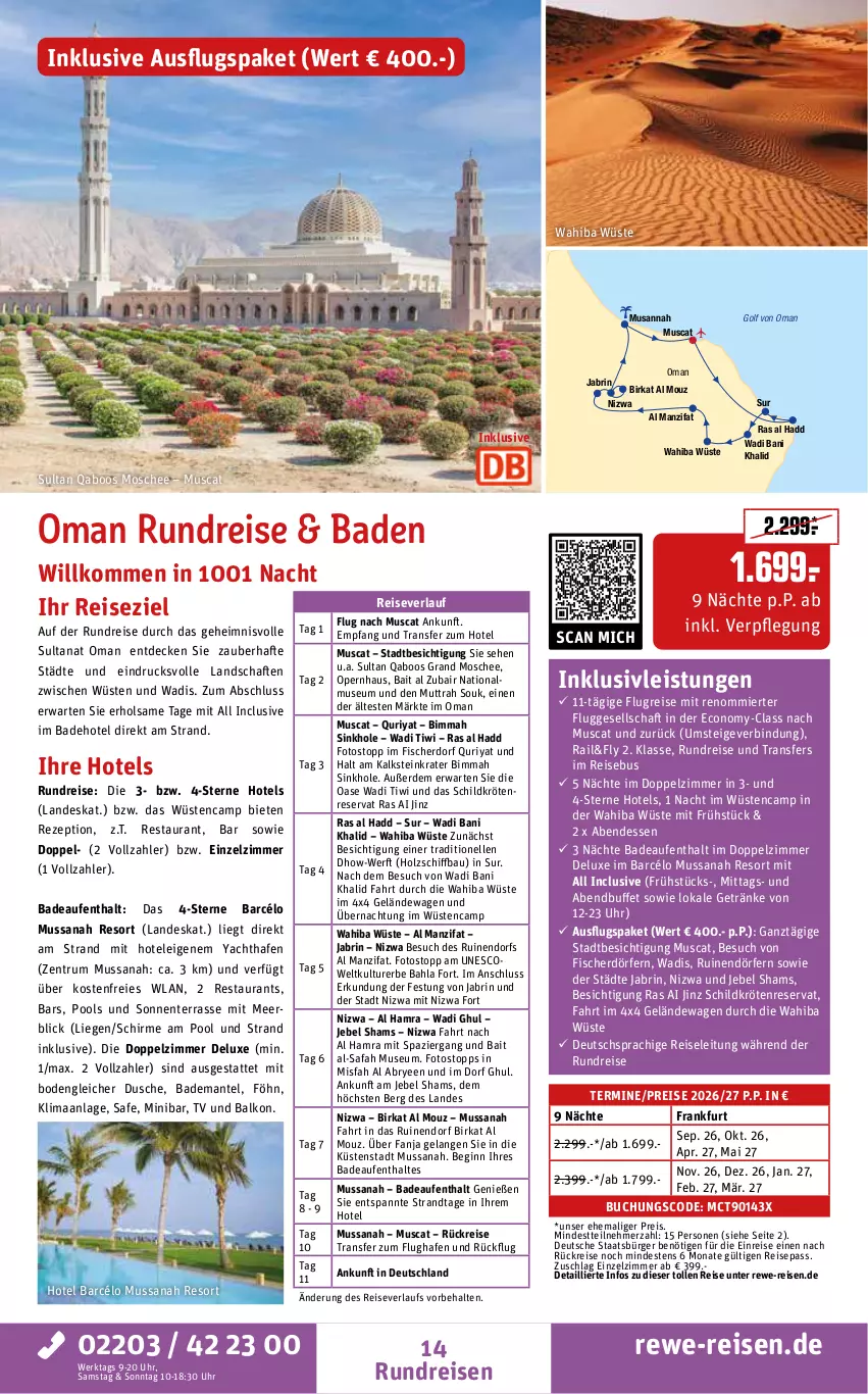 Aktueller Prospekt Rewe Reisen - Reiseprospekt - von 26.06 bis 31.07.2026 - strona 14 - produkty: Bad, Bademantel, Bau, buch, decke, deutschsprachige reiseleitung, dusche, eis, Elan, elle, ente, erde, fisch, fische, Fischer, getränk, getränke, gin, Holz, inklusivleistungen, Liege, Mantel, muscat, pool, reis, reiseverlauf, rezept, rum, sana, schirme, Ti, uhr