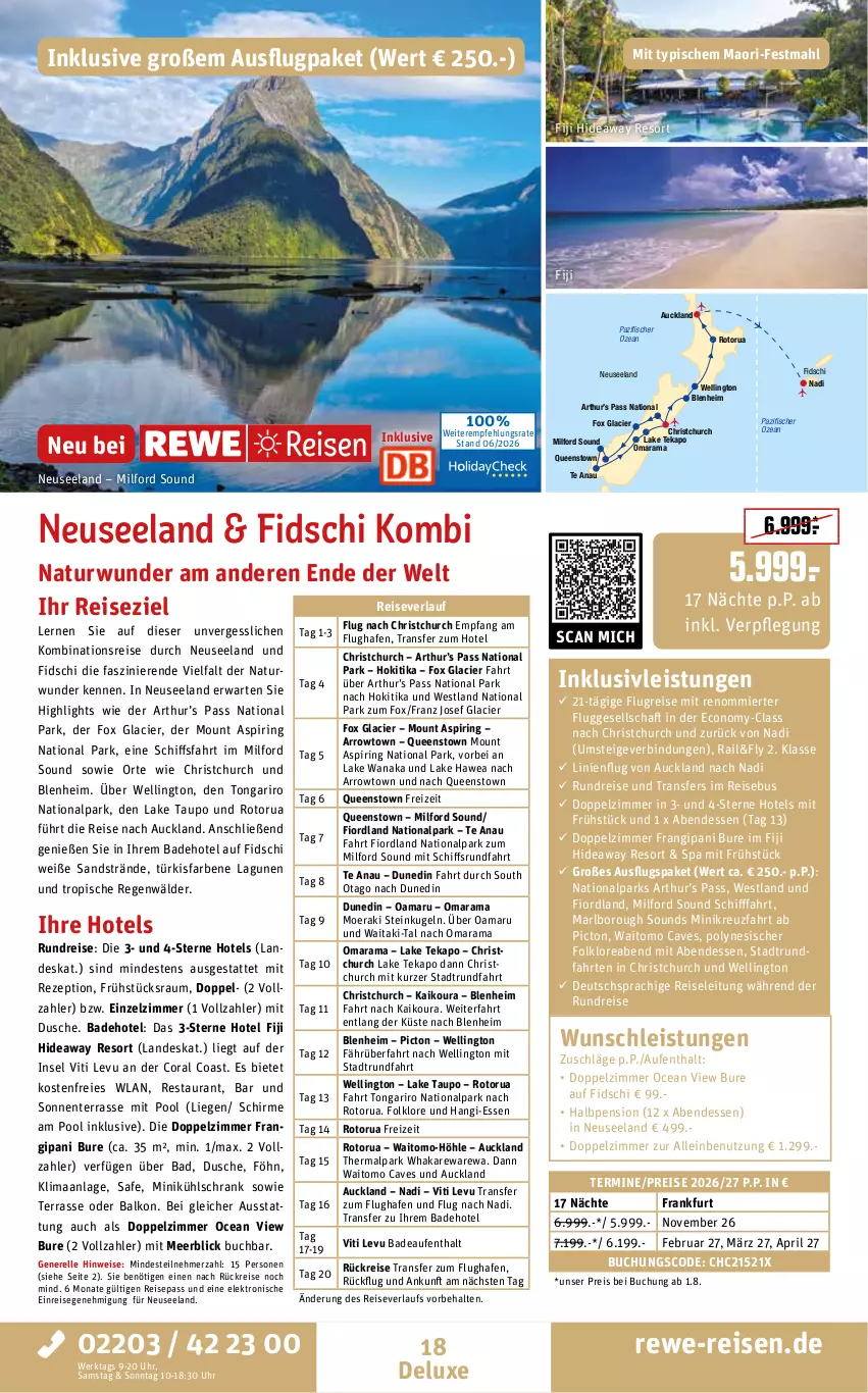 Aktueller Prospekt Rewe Reisen - Reiseprospekt - von 26.06 bis 31.07.2026 - strona 18 - produkty: Aspirin, Bad, buch, Coral, deutschsprachige reiseleitung, dusche, eis, Elan, Elektro, elle, ente, fisch, fische, Fischer, inklusivleistungen, Kugel, kühlschrank, Liege, milford, natur, pool, pril, rama, reis, reiseverlauf, rel, rezept, ring, schirme, Schrank, Ti, uhr