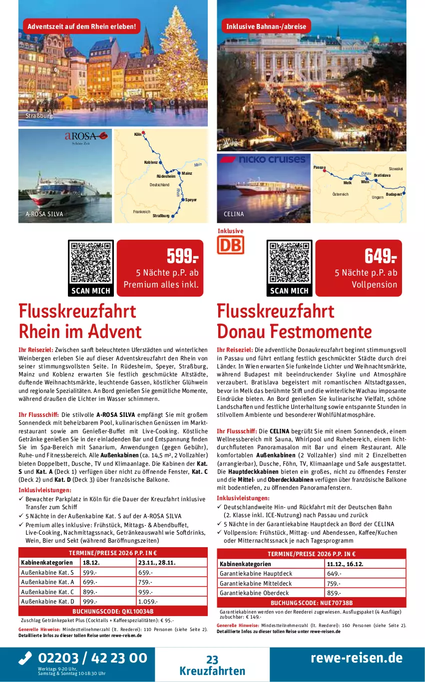 Aktueller Prospekt Rewe Reisen - Reiseprospekt - von 26.06 bis 31.07.2026 - strona 23 - produkty: auer, bett, Betten, bier, Brei, buch, cocktail, cocktails, drink, drinks, dusche, eis, elle, ente, erde, fenster, getränk, getränke, gin, Glühwein, inklusivleistungen, kaffee, kaffeespezialitäten, kreuzfahrten, kuchen, Leuchte, leuchten, pool, rama, reis, rel, sana, SANTE, sekt, snack, speyer, Spezi, Ti, tisch, uhr, wasser, wein, wellnessbereich, Whirlpool