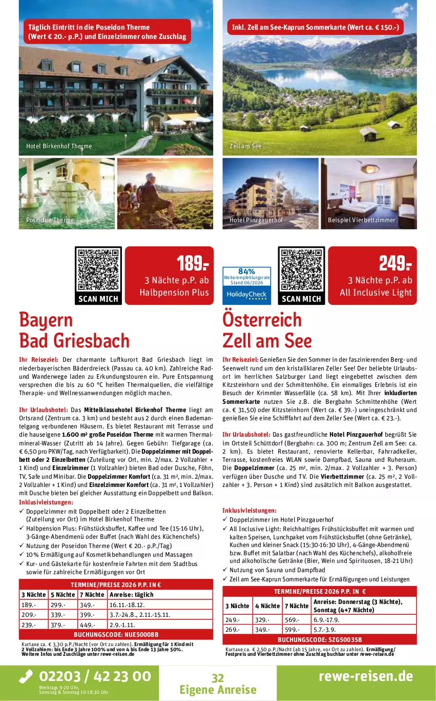 Aktueller Prospekt Rewe Reisen - Reiseprospekt - von 26.06 bis 31.07.2026 - strona 32 - produkty: alkohol, alkoholische getränke, auer, axe, Bad, Bademantel, bett, Betten, bier, buch, burger, dusche, eis, elle, Fahrrad, getränk, getränke, harman, HP, inklusivleistungen, kaffee, kosmetik, küche, kuchen, Küchen, kurtaxe, leine, LG, mac, Mantel, reis, rum, rwe, salat, salz, snack, spirituosen, tee, Ti, uhr, wasser, wein