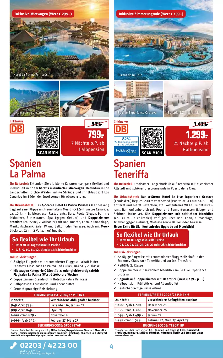 Aktueller Prospekt Rewe Reisen - Reiseprospekt - von 26.06 bis 31.07.2026 - strona 4 - produkty: Bad, buch, deutschsprachige reiseleitung, dusche, eis, elle, ente, inklusivleistungen, kühlschrank, leine, Liege, pool, pril, reis, rezept, rum, schirme, Schrank, Ti, uhr
