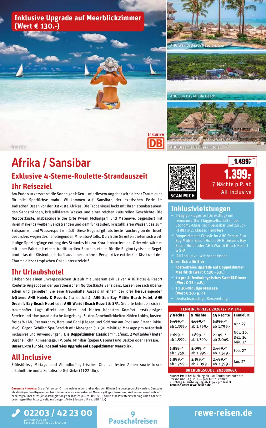 Aktueller Prospekt Rewe Reisen - Reiseprospekt - von 26.06 bis 31.07.2026 - strona 9 - produkty: alkohol, alkoholische getränke, angebot, buch, decke, deutschsprachige reiseleitung, dusche, eis, elle, erde, getränk, getränke, inklusivleistungen, Liege, obst, pool, reis, rel, Schal, schirme, Sport, Ti, tisch, uhr, wasser, Wassersport, zucker