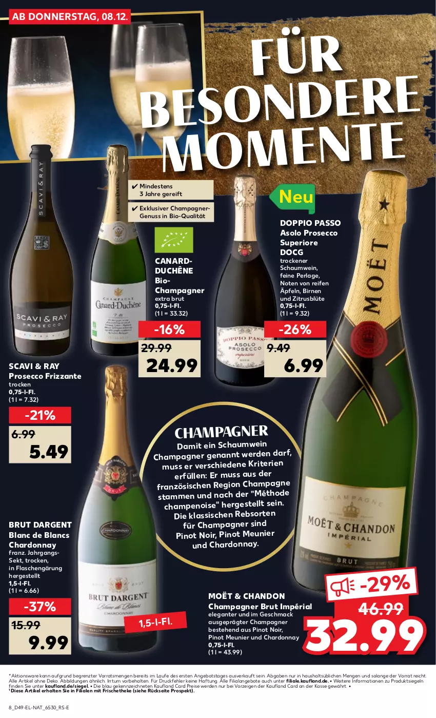 Aktueller Prospekt Kaufland - von 08.12 bis 14.12.2022 - strona 8 - produkty: angebot, angebote, bio, Birnen, Blüte, brut, brut dargent, champagne, champagner, chardonnay, de blancs, doppio passo, ecco, eis, erde, flasche, frizzante, jahrgangssekt, mac, nuss, passo, perla, Pinot, Pinot Meunier, pinot noir, prosecco, reifen, reis, Ria, sekt, Ti, usb, wein, ZTE