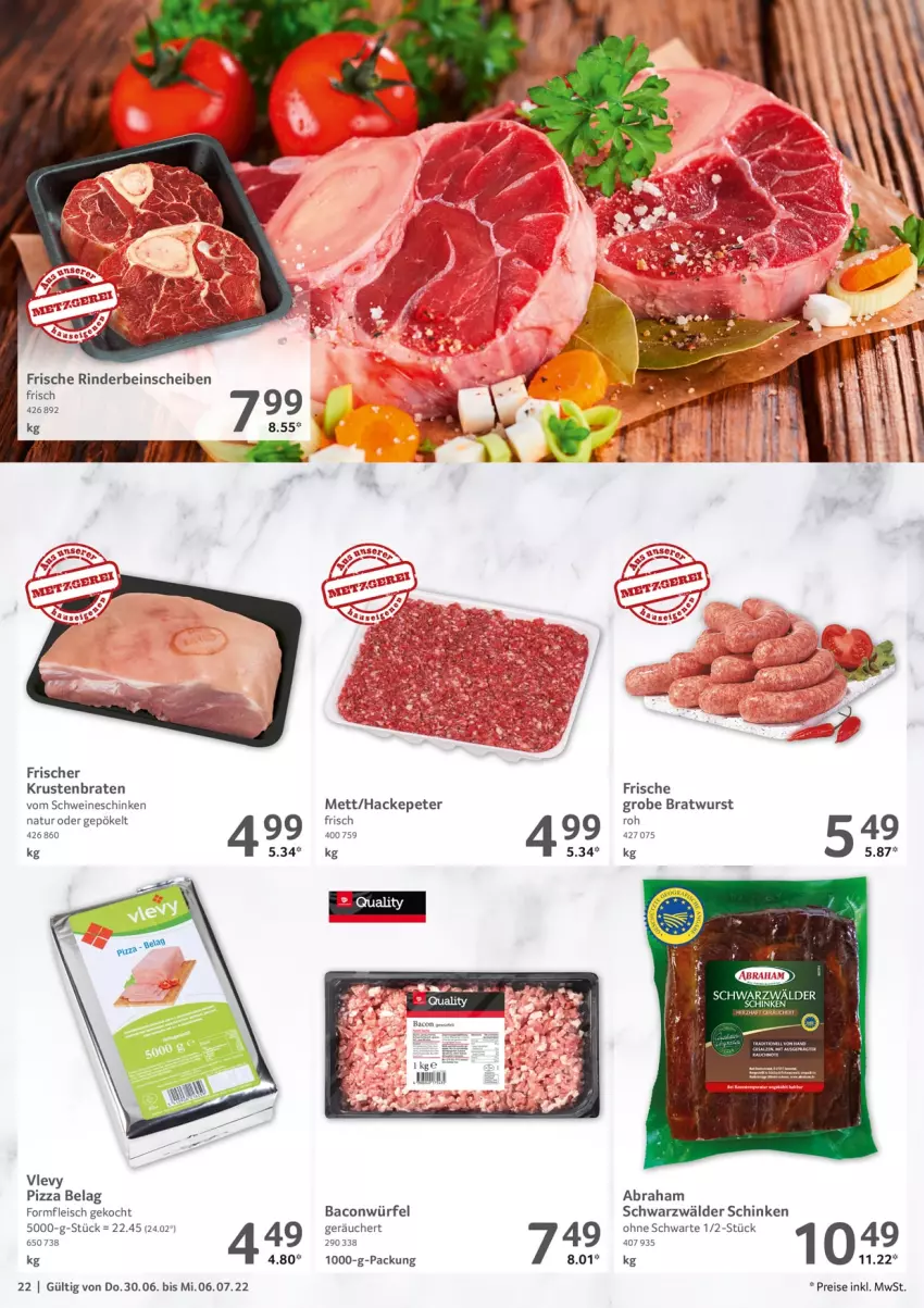 Aktueller Prospekt Selgros - Food - von 30.06 bis 06.07.2022 - strona 22 - produkty: bacon, braten, bratwurst, eis, fleisch, grobe bratwurst, krustenbraten, Mett, natur, pizza, reis, rind, rinder, schinken, schwarzwälder schinken, schwein, schweine, Ti, wein, weine, würfel, wurst