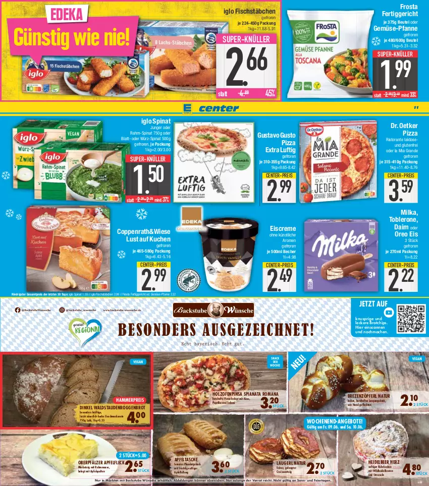 Aktueller Prospekt E Center - Angebote der Woche - von 29.05 bis 03.06.2023 - strona 11 - produkty: angebot, angebote, apfel, Apfeltasche, Becher, beere, beeren, beutel, brot, chips, coppenrath, creme, Croissant, daim, deka, Dr. Oetker, eier, eis, eiscreme, ente, fertiggericht, fisch, fischstäbchen, frosta, frucht, gemüse-pfanne, heidelbeere, heidelbeeren, Holz, iglo, Käse, kuchen, Lust auf Kuchen, mac, milka, mit frucht, natur, Ofen, oreo, paprika, pfanne, pizza, Plunder, rahm-spinat, reis, ristorante, saft, salami, snack, spinat, stauden, stube, super-knüller, Tasche, Ti, toblerone, Wild, ZTE