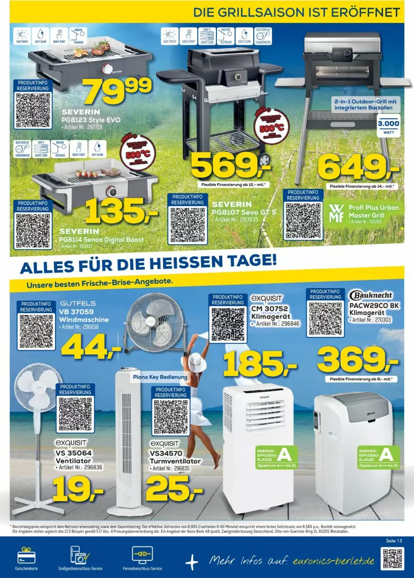 Aktueller Prospekt Euronics - Prospekte - von 08.06 bis 15.06.2022 - strona 15 - produkty: angebot, backofen, Bad, Bau, bauknecht, eis, elle, grill, gutschein, klimagerät, Ofen, reis, ring, Ti, turmventilator, ventilator