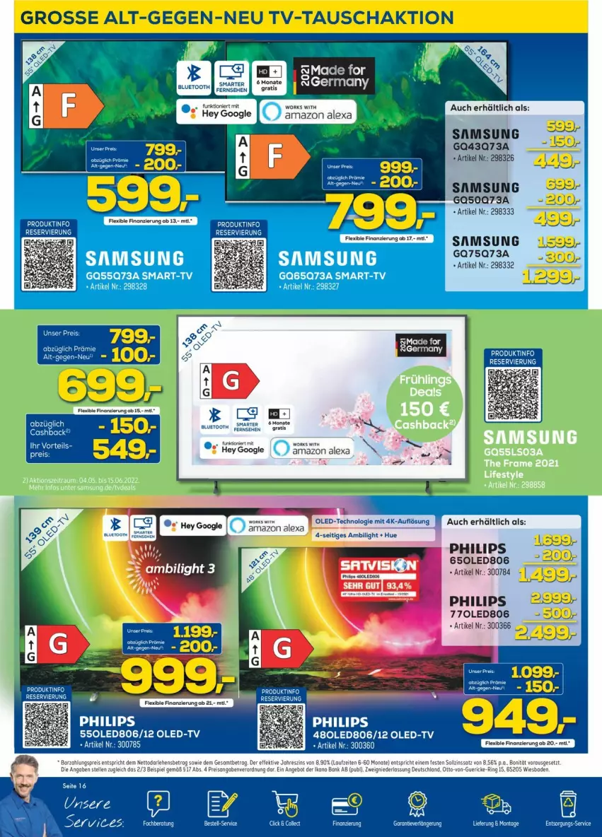 Aktueller Prospekt Euronics - Prospekte - von 08.06 bis 15.06.2022 - strona 16 - produkty: angebot, Bad, Bank, eis, elle, Germ, Oled-TV, Philips, reis, ring, Samsung, tee, Ti