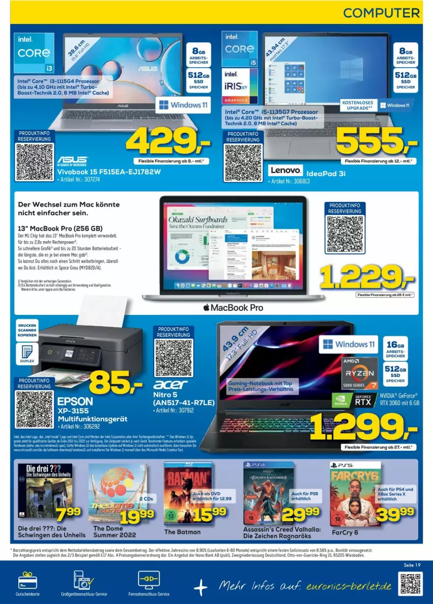 Aktueller Prospekt Euronics - Prospekte - von 08.06 bis 15.06.2022 - strona 19 - produkty: angebot, Bad, Bank, batterie, bett, eis, elle, Intel, mac, macbook, macbook pro, ps4, reis, ring, rwe, Surf, Ti, Xbox, Xbox Series X