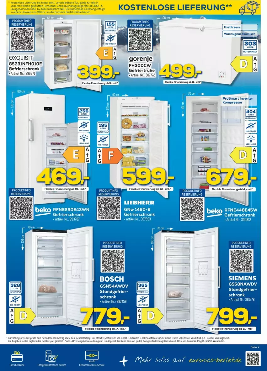 Aktueller Prospekt Euronics - Prospekte - von 08.06 bis 15.06.2022 - strona 9 - produkty: angebot, Bad, Bank, eis, elle, gefrierschrank, gorenje, gutschein, kompressor, reis, ring, Schrank, Signal, Ti, tisch