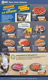 Gazetka promocyjna Combi - Prospekte - Gazetka - ważna od 09.07 do 09.07.2022 - strona 4 - produkty: antipasti, asti, auer, bacon, Bau, dressing, eis, essig, fleisch, Fleischerei, gewürz, grill, Grillbauch, Hähnchenfleisch, Käse, lachs, mac, natur, nudel, nudeln, pasta, pinienkerne, pute, Ria, saft, salat, Schal, Schale, Schere, schinken, schnitten, schnitzel, schwein, schweine, schweinefleisch, Schweinelachs, sofortrabatt, steak, steaks, Ti, tisch, weichkäse, wein, weine, wrap, wraps