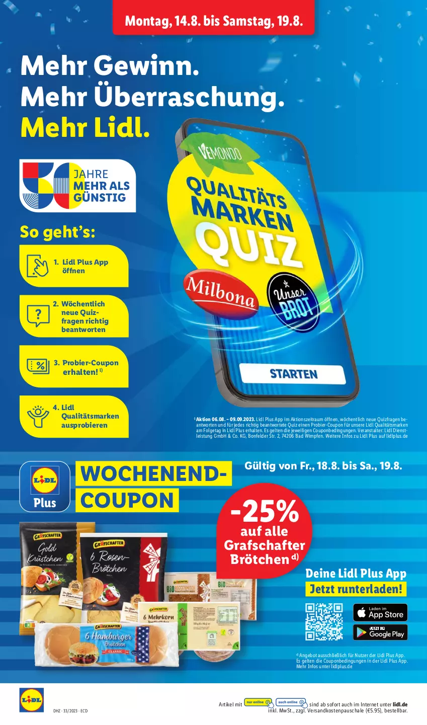 Aktueller Prospekt Lidl - Aktionsprospekt - von 14.08 bis 19.08.2023 - strona 12 - produkty: angebot, Bad, bier, Biere, brötchen, coupon, eis, grafschafter, LG, ndk, Schal, Schale, Ti