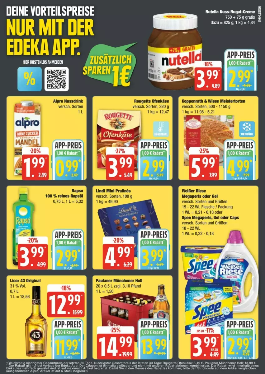 Aktueller Prospekt Edeka - Prospekte - von 19.10 bis 25.10.2024 - strona 3 - produkty: alpro, Bau, coupon, creme, deka, eis, Käse, nuss, nuss-nugat-creme, nutella, Ofen, Ofenkäse, Paula, paulaner, reis, rouge, rougette, Ti, vorteilspreis, ZTE