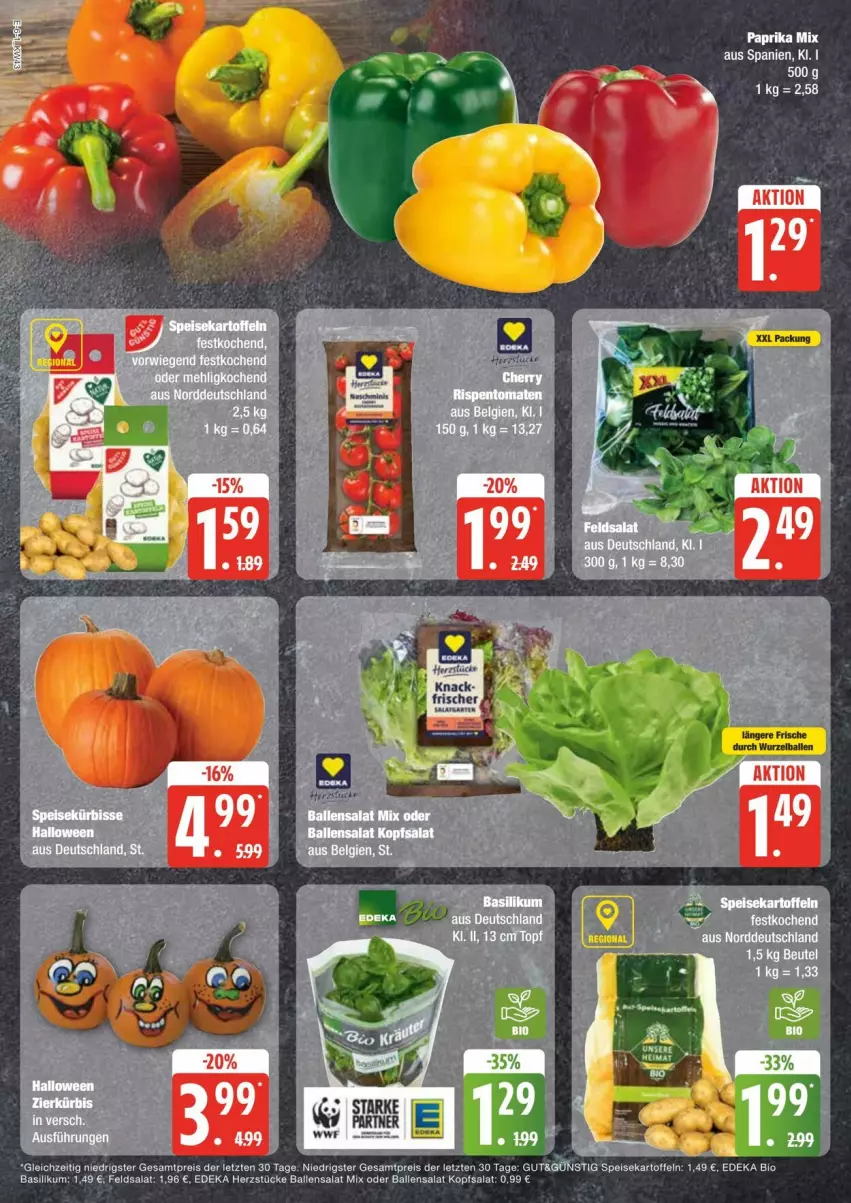 Aktueller Prospekt Edeka - Prospekte - von 19.10 bis 25.10.2024 - strona 6 - produkty: ball, basilikum, bio, deka, edeka bio, eis, feldsalat, kartoffel, kartoffeln, kopfsalat, korb, LG, reis, salat, speisekartoffeln, tee, Ti, ZTE