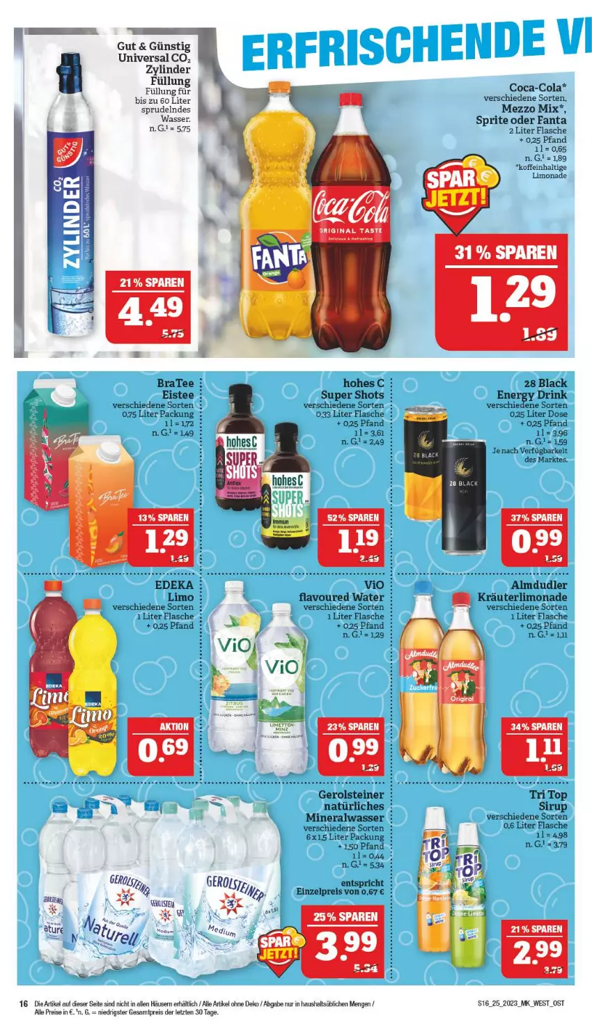 Aktueller Prospekt Marktkauf - Prospekt - von 18.06 bis 24.06.2023 - strona 16 - produkty: Alwa, BraTee, coca-cola, cola, deka, eis, eistee, fanta, flasche, gerolsteine, gerolsteiner, kräuter, limo, limonade, Mezzo Mix, mineralwasser, reis, sirup, sprite, Sprudel, steiner, tee, Ti, wasser, ZTE