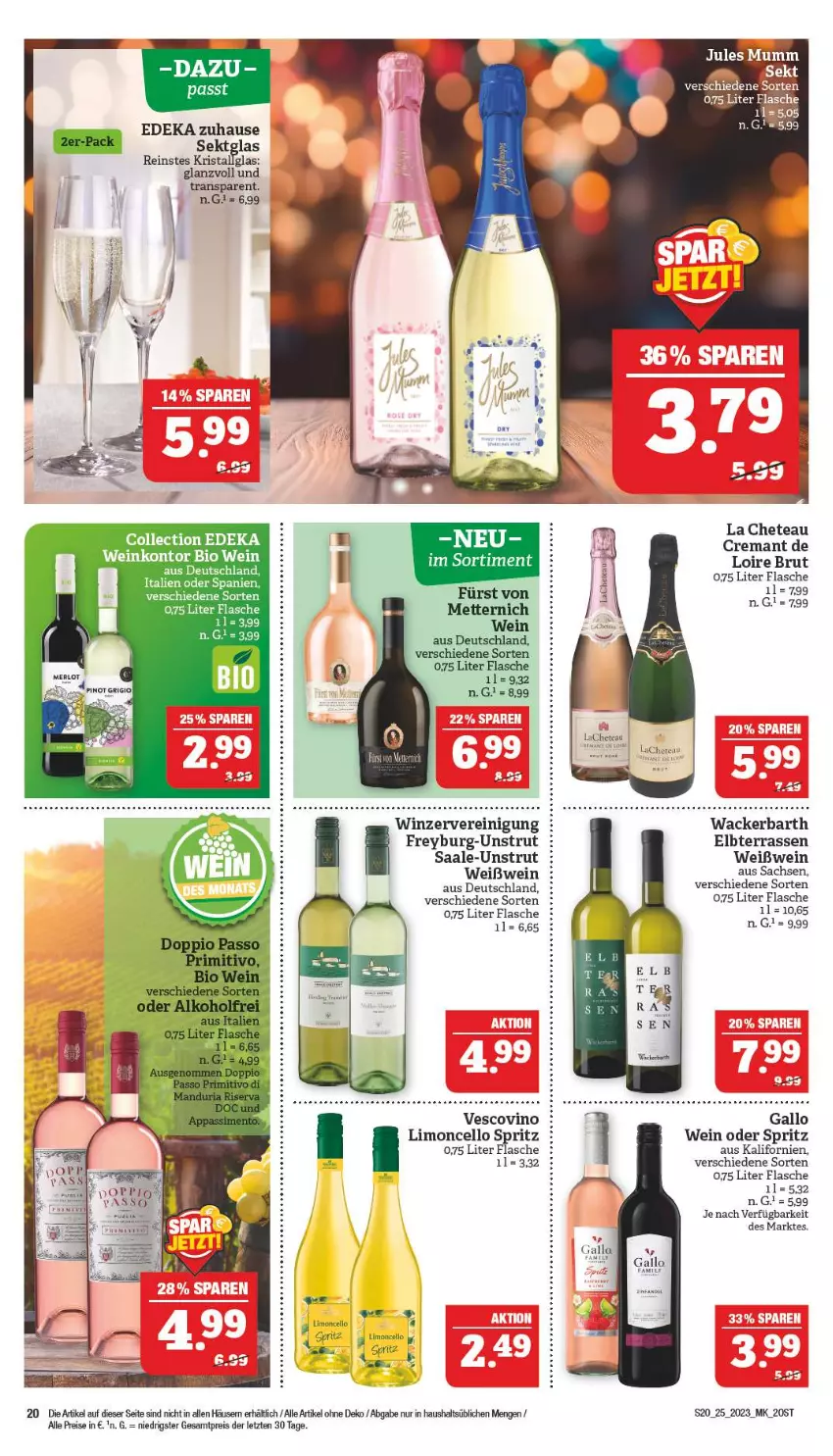 Aktueller Prospekt Marktkauf - Prospekt - von 18.06 bis 24.06.2023 - strona 20 - produkty: brut, deka, eis, flasche, gallo, limo, Reinigung, reis, sac, sekt, Ti, vescovino, wein, Weißwein, ZTE