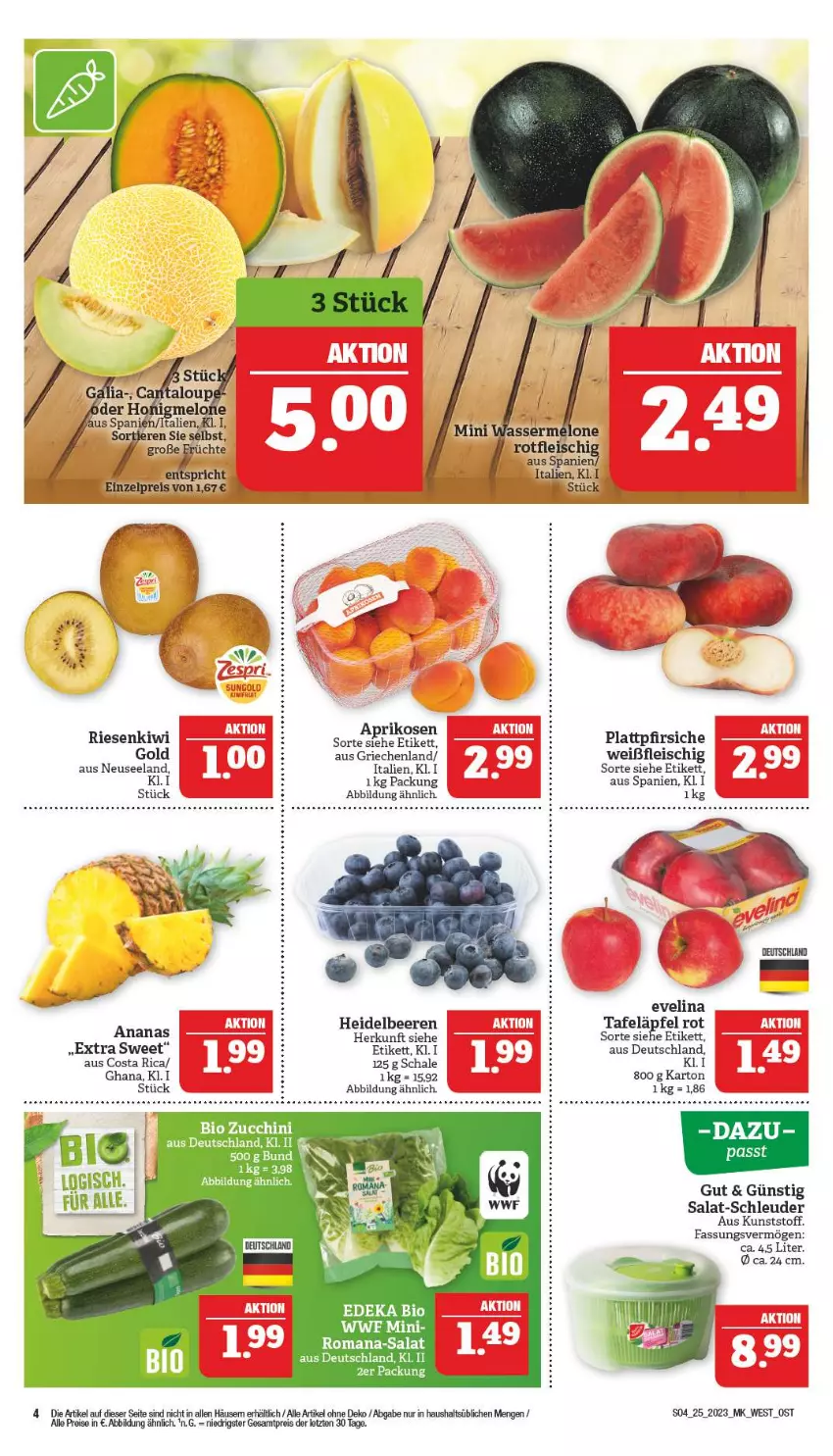 Aktueller Prospekt Marktkauf - Prospekt - von 18.06 bis 24.06.2023 - strona 4 - produkty: ananas, aprikose, aprikosen, beere, beeren, bio, eis, Elan, fleisch, heidelbeere, heidelbeeren, kiwi, Kiwi Gold, reis, salat, Schal, Schale, Ti, ZTE, zucchini