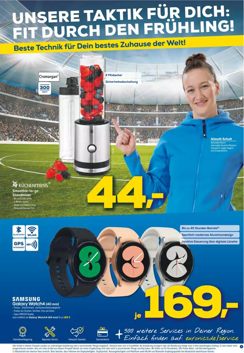 Aktueller Prospekt Euronics - Prospekte - von 27.04 bis 04.05.2022 - strona 9 - produkty: Becher, decke, Deckel, gutschein, Mixer, Mode, Samsung, samsung galaxy, samsung galaxy watch, Schal, smoothie, Sport, standmixer, tee, Ti