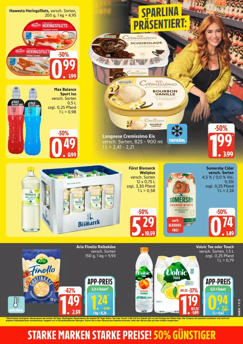 Aktueller Prospekt Edeka - Prospekte - von 26.01 bis 31.01.2026 - strona 3 - produkty: arla, bismarck, bourbon, bourbon vanille, coupon, deka, filet, filets, finello, hawesta, hering, Herings, heringsfilets, Käse, Reibekäse, ring, somersby, Sport, tee, vanille, volvic