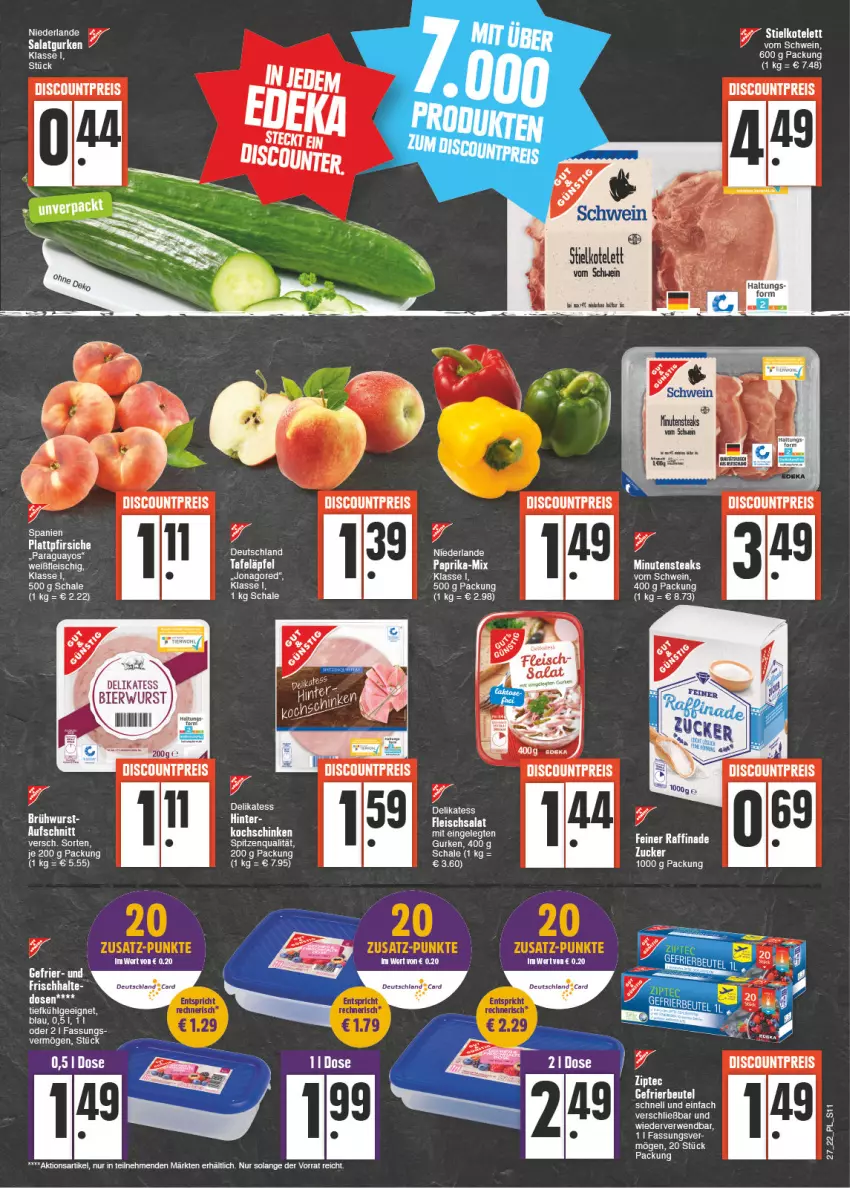 Aktueller Prospekt E Center - Angebote der Woche - von 04.07 bis 09.07.2022 - strona 11 - produkty: bier, discount, eis, fleisch, gurke, gurken, jonagored, LG, minutensteaks, reis, rwe, salat, Salatgurke, salatgurken, Schal, Schale, schwein, spitzenqualität, steak, steaks, Ti, wein, wurst