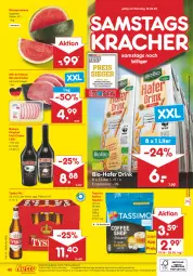 Gazetka promocyjna Netto Marken-Discount - Filial-Angebote - Gazetka - ważna od 18.06 do 18.06.2022 - strona 40 - produkty: angebot, angebote, baileys, bestpreis, bio, discount, drink, eis, gin, hafer, Holz, irish cream, kaffee, kaffeekapseln, kracher, likör, marken-discount, melone, minutensteaks, ndk, pils, reis, schwein, schweine, sim, steak, steaks, tassimo, Ti, tyskie, versandkostenfrei, wasser, wassermelone, wein, weine, ZTE