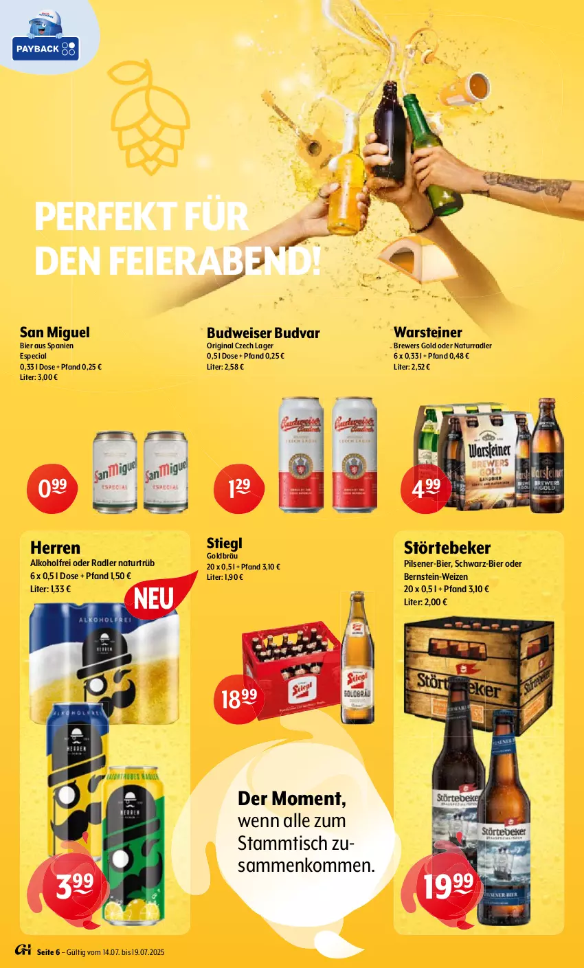 Aktueller Prospekt Getraenke Hoffmann - Prospekte - von 14.07 bis 19.07.2025 - strona 6 - produkty: alkohol, bier, budweiser, eier, eis, gin, natur, oder radler, pils, pilsener, radler, steiner, Stiegl, störtebeker, Ti, tisch, warsteiner