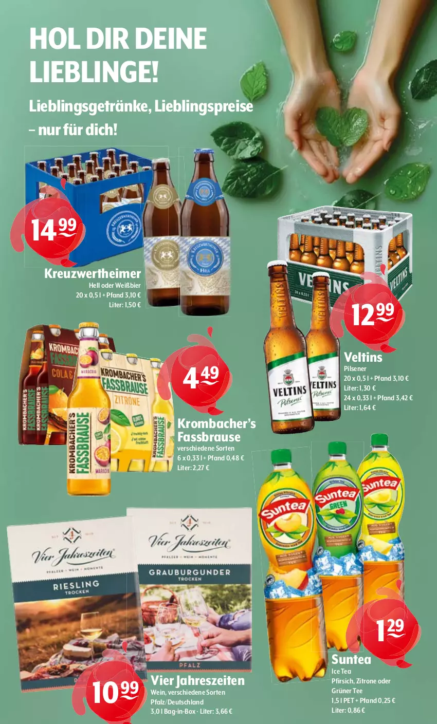 Aktueller Prospekt Getraenke Hoffmann - Prospekte - von 14.07 bis 19.07.2025 - strona 9 - produkty: bag-in-box, bier, brause, eimer, eis, fassbrause, getränk, getränke, grüner tee, ice tea, krombache, krombacher, pfirsich, pils, pilsener, reis, tee, Ti, veltins, veltins pilsener, wein, zitrone