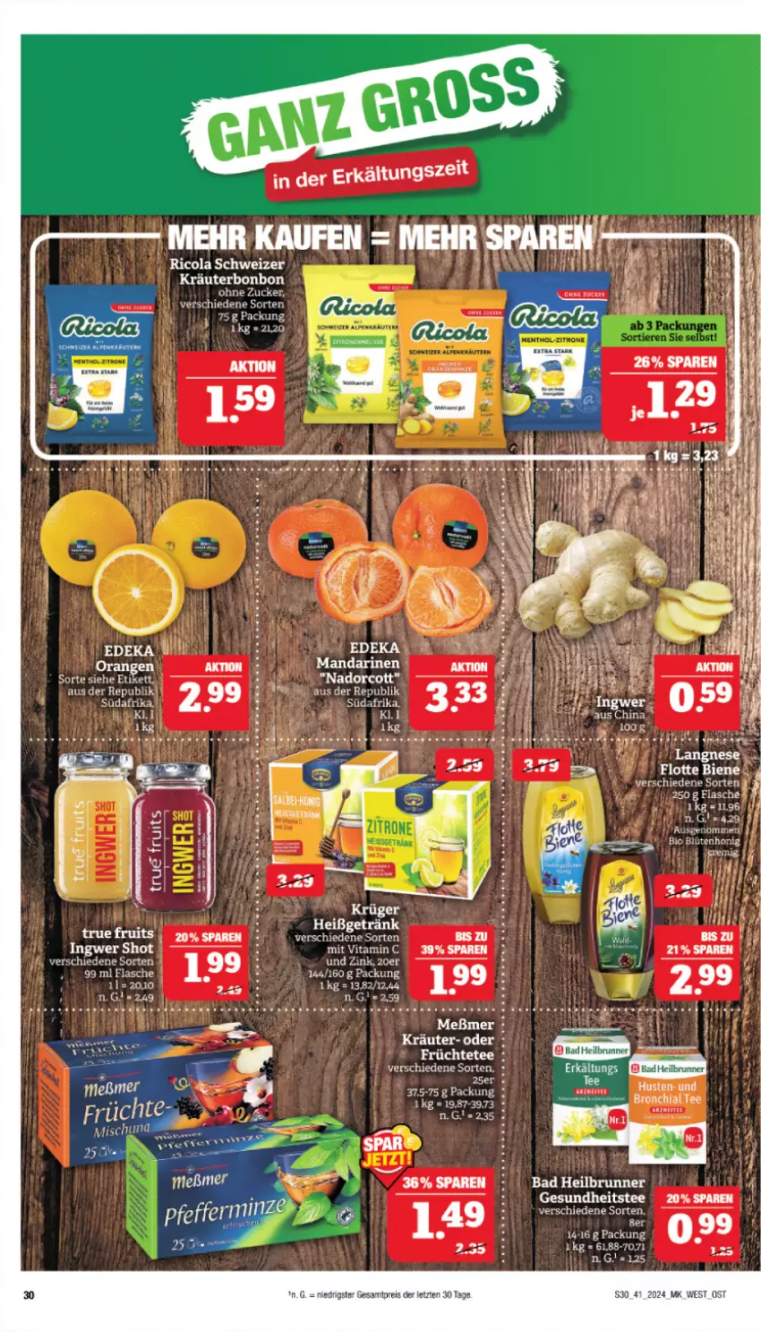 Aktueller Prospekt Marktkauf - Prospekt - von 06.10 bis 12.10.2024 - strona 30 - produkty: Bad, chia, cola, deka, eier, eis, Erkältungs, früchte, Früchtetee, Gesundheit, ingwer, kräuter, mandarine, mandarinen, Meßmer, reis, Ricola, tee, Ti, true fruits, vita, ZTE, zucker