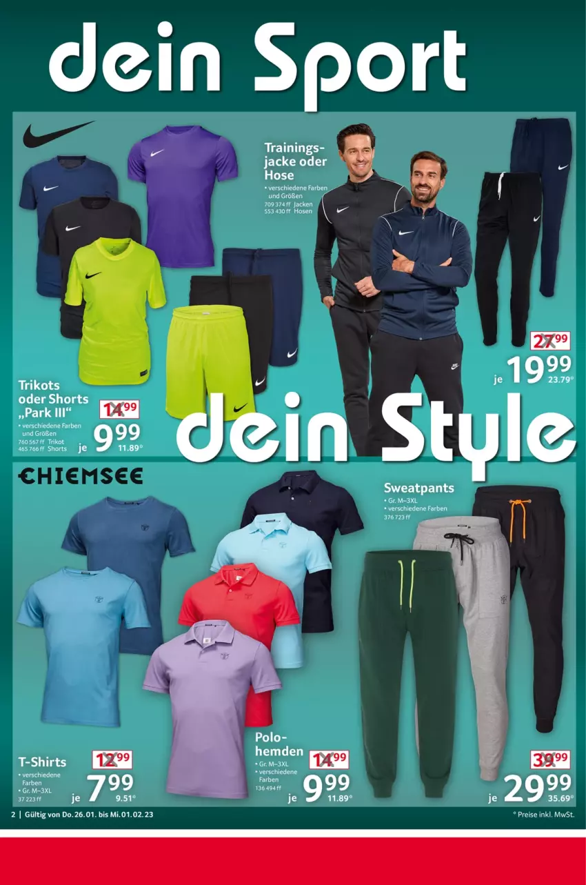 Aktueller Prospekt Selgros - Nonfood - von 26.01 bis 01.02.2023 - strona 2 - produkty: hose, hosen, Jacke, Pants, shorts, Sport, tee, Ti, Trikot