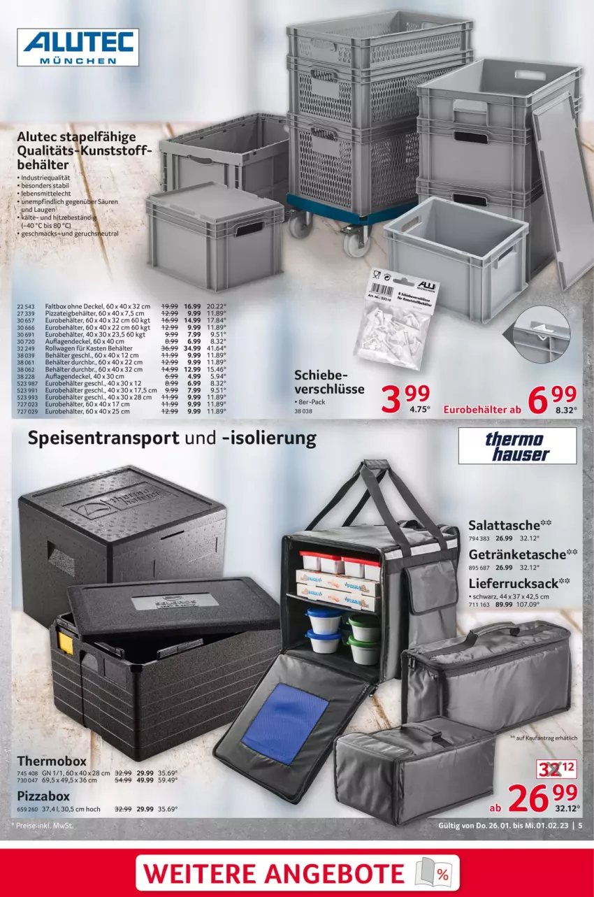 Aktueller Prospekt Selgros - Nonfood - von 26.01 bis 01.02.2023 - strona 5 - produkty: Behälter, decke, Deckel, eis, getränk, getränke, mac, pizza, Pizzateig, rel, rucksack, sac, salat, Sport, Tasche, tee