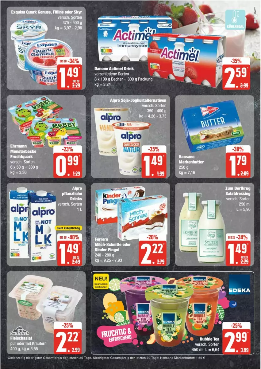 Aktueller Prospekt Edeka - Prospekte - von 03.06 bis 08.06.2024 - strona 11 - produkty: actimel, actimel drink, butter, danone, danone actimel drink, drink, eis, markenbutter, reis, Ti, ZTE