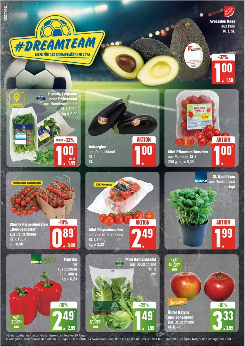 Aktueller Prospekt Edeka - Prospekte - von 03.06 bis 08.06.2024 - strona 4 - produkty: avocado, avocados, basilikum, bio, deka, eis, jonagored, pflaume, pflaumen, reis, Ti, tomate, tomaten, ZTE