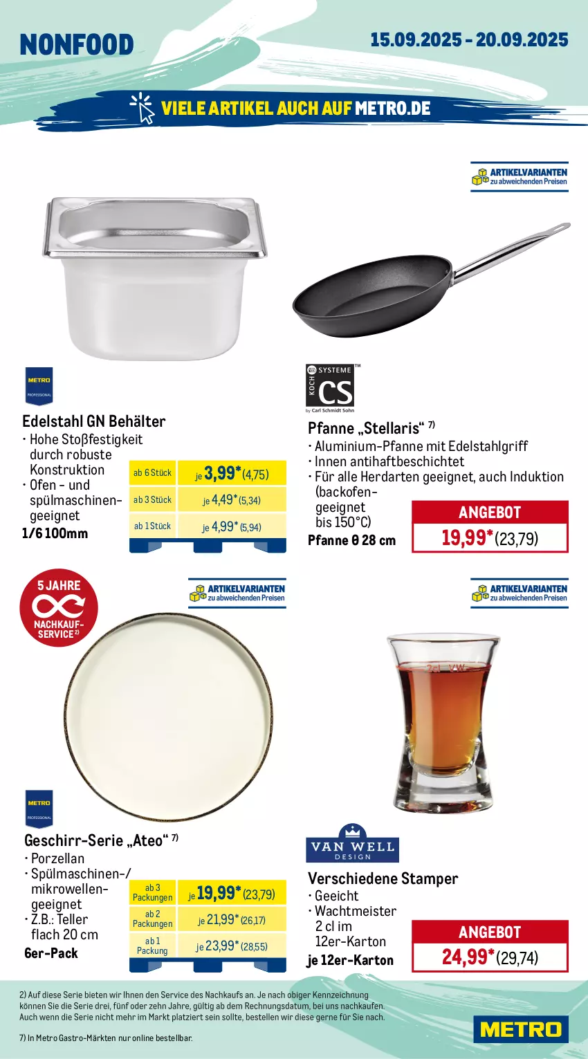 Aktueller Prospekt Metro - Wochen-Angebote Gastro - von 15.09 bis 20.09.2025 - strona 19 - produkty: angebot, backofen, Behälter, edelstahl, eis, elle, geschirr, herdarten, LG, Meister, Metro, metro gastro, mikrowelle, Ofen, pfanne, spülmaschinen, teller, Ti
