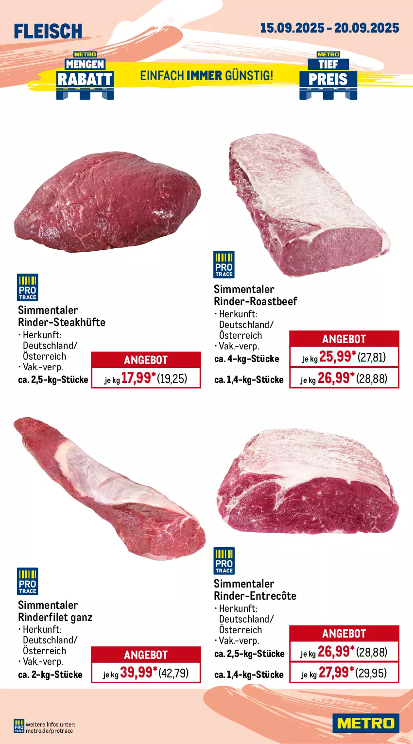 Aktueller Prospekt Metro - Wochen-Angebote Gastro - von 15.09 bis 20.09.2025 - strona 4 - produkty: Abtei, angebot, angebote, aqua, beef, eis, elle, entrecôte, filet, fisch, fische, Fischer, fischtheke, fleisch, forelle, frischfisch, garnelen, lachs, lachsfilet, Metro, rel, Ria, rind, rinder, rinderfilet, roastbeef, rwe, Schere, seelachsfilet, sim, steak, steakhüfte, Ti, Wild