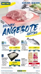 Gazetka promocyjna Metro - Wochen-Angebote Gastro - Gazetka - ważna od 20.09 do 20.09.2025 - strona 1 - produkty: abholpreise, angebot, angebote, aqua, bohne, bohnen, caffè crema, champignon, champignons, eis, ilag, lachs, lavazza, Metro, Rauch, reis, rwe, schwein, schweine, schweinenacken, Ti, tiefpreis, wein, weine