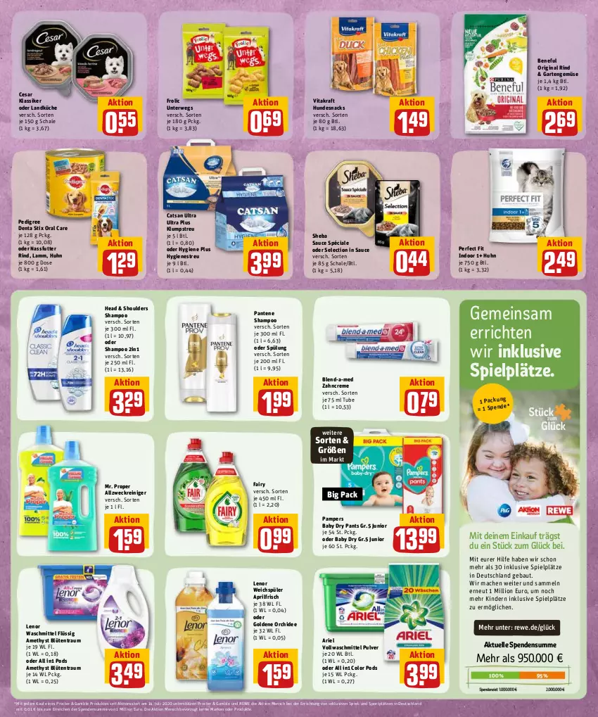 Aktueller Prospekt Rewe - Diese Woche im Angebot! - von 30.05 bis 04.06.2022 - strona 17 - produkty: allzweckreiniger, ariel, Bau, blend-a-med, Blüte, catsan, creme, elle, fairy, frolic, Garten, gin, hundesnack, hundesnacks, Kinder, klumpstreu, kraft, küche, lamm, landküche, lenor, lenor waschmittel, lenor weichspüler, lion, mac, nassfutter, ndk, orchidee, pampers, pampers baby dry, pantene, Pants, pedigree, Perfect Fit, Pods, pril, reiniger, rind, rwe, sauce, Schal, Schale, shampoo, sheba, snack, snacks, Sport, spülung, Ti, vita, vitakraft, vollwaschmittel, waschmittel, weck, weichspüler, zahncreme