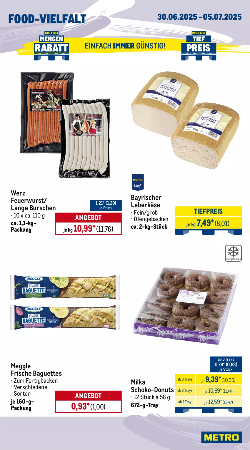 Aktueller Prospekt Metro - Wochen-Angebote - von 30.06 bis 05.07.2025 - strona 10 - produkty: angebot, baguette, baguettes, bertolli, chupa, chupa chups, creme, Donut, donuts, eis, filet, filets, flasche, geback, gin, Gläser, hering, Herings, heringsfilets, Käse, leberkäs, leberkäse, meggle, Metro, metro gastro, milka, miracel, miracel whip, Ofen, olive, oliven, olivenöl, olivenöl extra, reis, ring, salat, salatcreme, schoko, Ti, tiefpreis, wurst