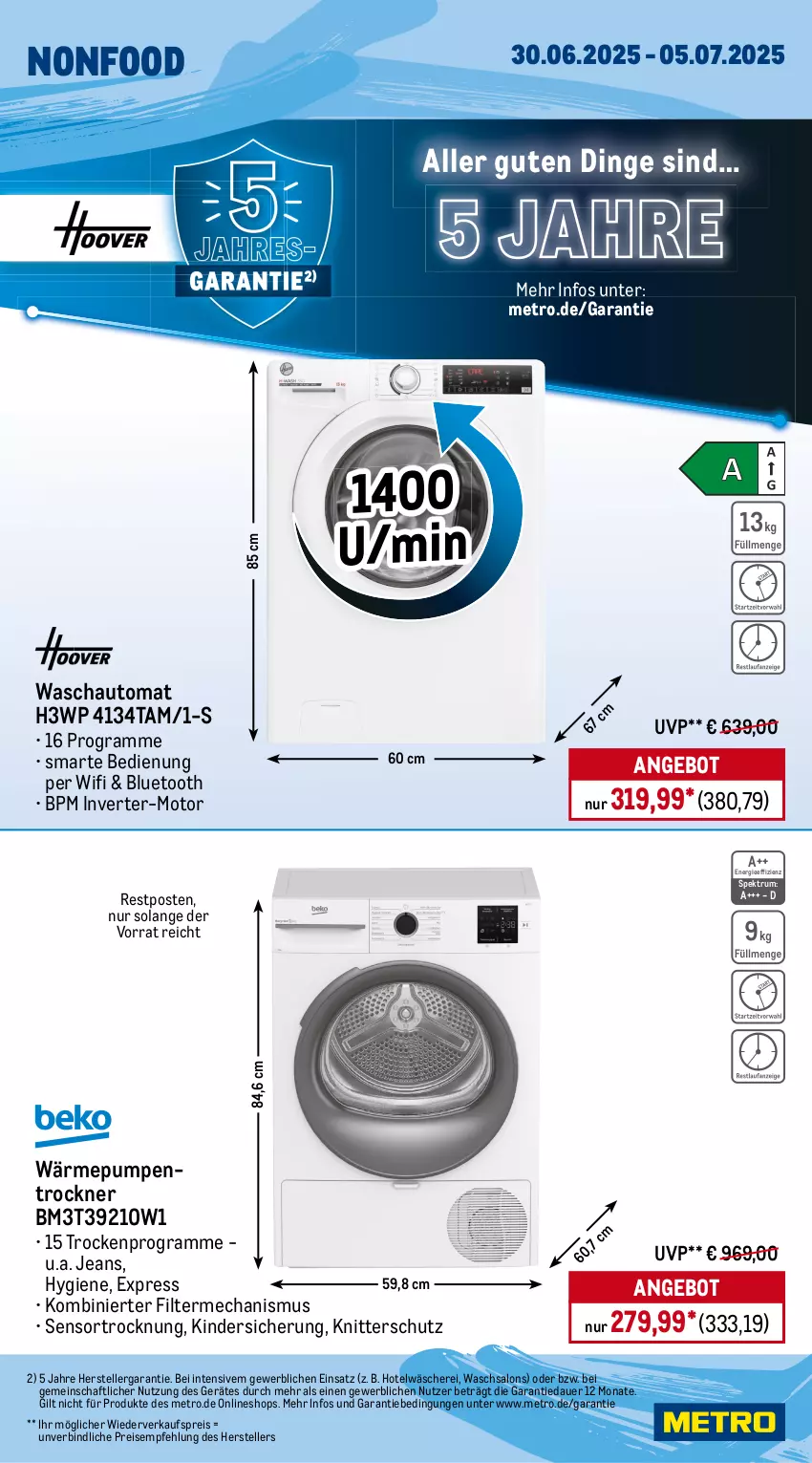 Aktueller Prospekt Metro - Wochen-Angebote - von 30.06 bis 05.07.2025 - strona 19 - produkty: angebot, auer, auto, eis, Elektro, elle, jeans, Kinder, küche, Küchen, küchenmaschine, latte, LG, Metro, milch, reis, rum, Schere, schoko, schokolade, Spektrum, teller, Ti, Trockner, Waage, wärmepumpentrockner
