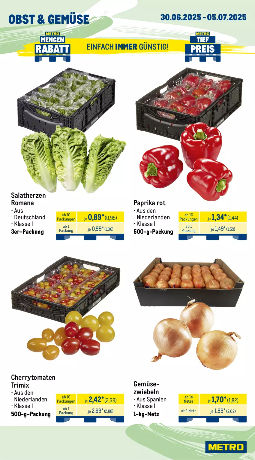Aktueller Prospekt Metro - Wochen-Angebote - von 30.06 bis 05.07.2025 - strona 8 - produkty: angebot, arla, arla skyr, bavaria blu, Becher, bergader, cherrytomaten, eis, Gemüsezwiebel, Käse, käsescheiben, leerdammer, mac, milch, nuss, obst, paprika, paprika rot, reis, Ria, salat, salatherzen, schlagrahm, schnittkäse, schnittkäsescheiben, Skyr, Ti, tisch, tomate, tomaten, weihenstephan, zwiebel, zwiebeln
