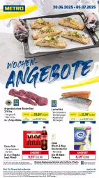 Gazetka promocyjna Metro - Wochen-Angebote - Gazetka - ważna od 05.07 do 05.07.2025 - strona 1 - produkty: abholpreise, angebot, angebote, aqua, coca-cola, cola, eis, filet, flasche, getränk, getränke, ilag, küche, Küchen, küchentücher, lachs, lachsfilet, Metro, metro gastro, Palette, Rauch, reis, rind, rinder, rinderfilet, rwe, Ti, tiefpreis, tücher, zewa